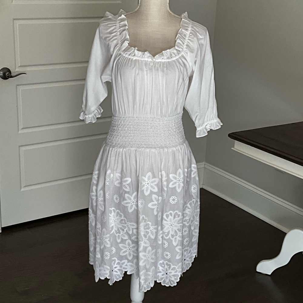 Kate Spade White Midi Dress with Floral Details